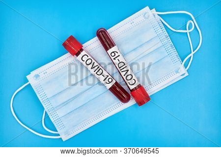 Conceptual Photo. Blood Test Samples For Presence Of Coronavirus. Tubes Containing Blood Samples On 