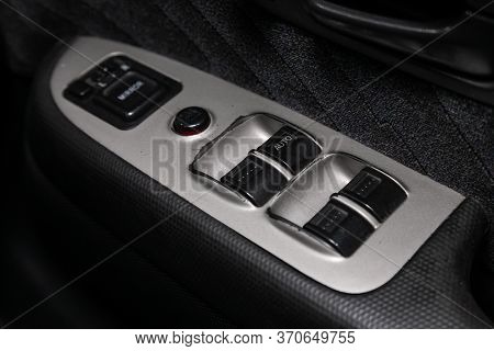 Novosibirsk/ Russia - April 02 2020: Honda Cr-v ,close Up Of A Door Control Panel In A New Modern Ca