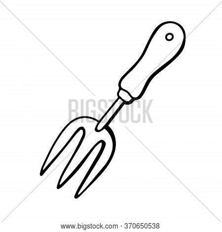 Garden Rake Isolated On White Background. Rake For The Garden. Tools For Earthworks And Plant Transp