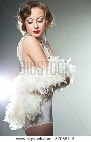 fashionable woman with art visage - burlesque
