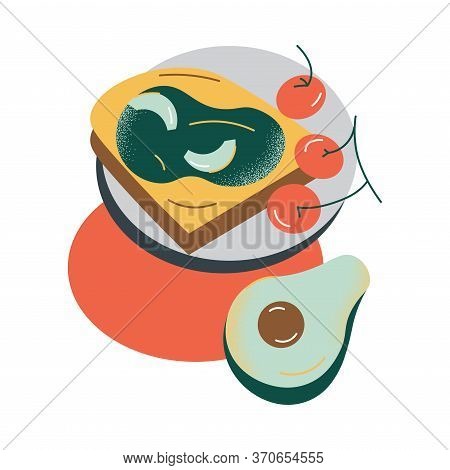 Healthy Breakfast Set With Toast With Jam And Avocado