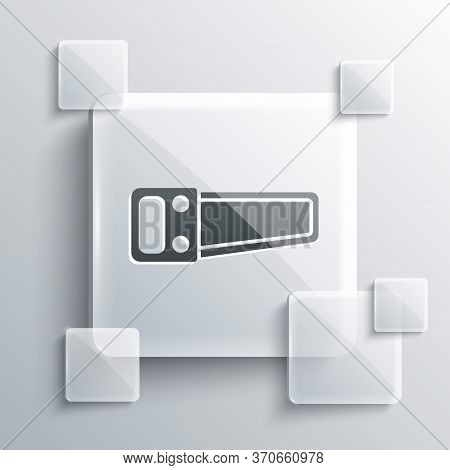 Grey Hand Saw Icon Isolated On Grey Background. Square Glass Panels. Vector