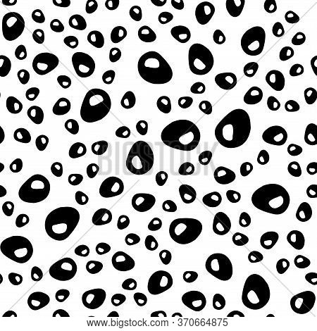 Black Dots Texture Background In Doodle Style. Sketchy Hand Drawn Points Vector Seamless Pattern. Fr