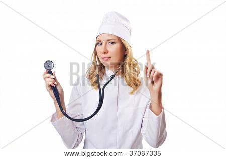 Attrative žena doktor izolované na bílém