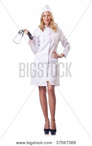 Attrative žena doktor izolované na bílém