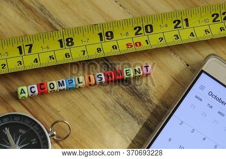 Image Of Measuring Life And Business Success Concept. Colorful Alphabet Beads Spelling Succesz And G