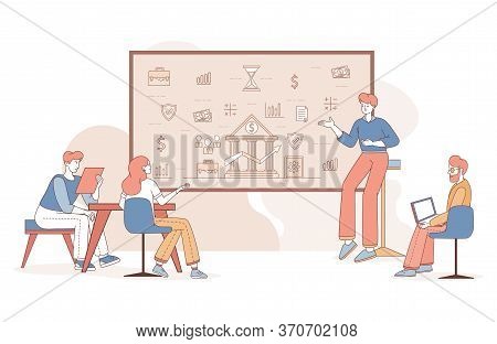 Young Specialists Analyzing Financial Statistics Or Developing Economical Application. Men And Women
