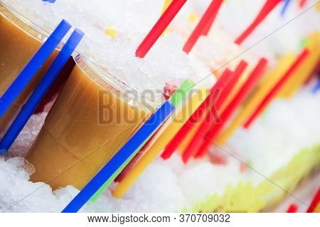 Many Tasty Fruit Smoothies At The Market Healthy Summer Natural Refreshing Dessert
