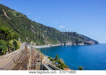 Corniglia, Italy - July 8, 2017: View Of Corniglia Train Station On A Sunny Day