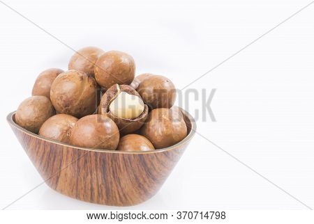 Organic Macadamia Nuts - Macadamia Integrifolia. White Background