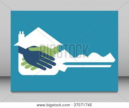 Fastighet eller fastigheter nyckel handslag design.