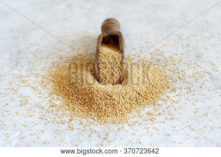 Scoop Of Raw Amaranth Grain  Close Up