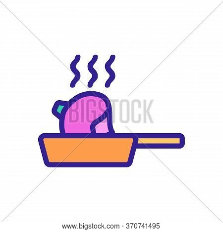 Turnip Frying In Pan Icon Vector. Turnip Frying In Pan Sign. Isolated Color Symbol Illustration