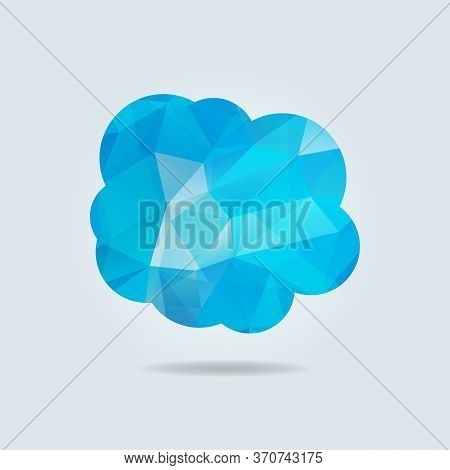 Vector Illustration Of Blue Triangle Paper Cloud On Grey Backgro
