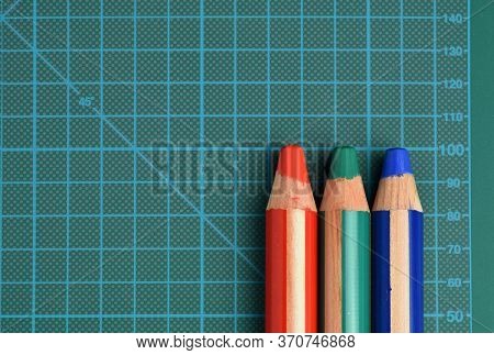 Rgb (red, Green, Blue) Colored Pencils On A Cutting Mat