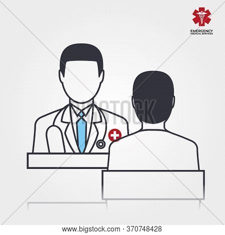 Doctor With Patient Symbol With Covid. Vector Illustration Medical Design