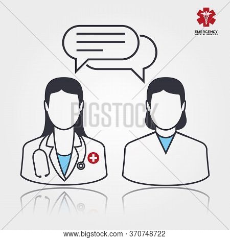 Doctor With Patient Symbol With Covid. Vector Illustration Medical Design
