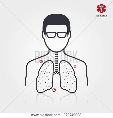 Men Lungs Symbol With Covid.vector Illustration Medical Design