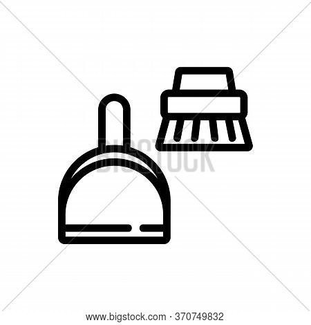 Dustpan With Brush For Clean Office Icon Vector. Dustpan With Brush For Clean Office Sign. Isolated 