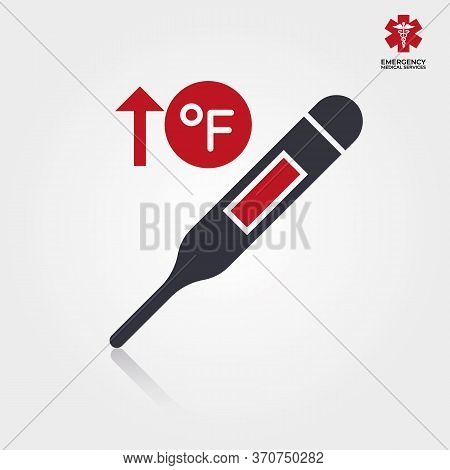 Glass Thermometer Line And Solid Icon. Instrument For Measuring Body Temperature. Health Care Vector