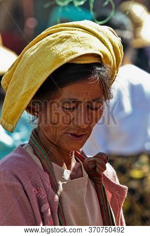 Heho, Myanmar - Nov 08, 2019: People At A Market In The City Center Of Heho In Myanmar, Former Burma