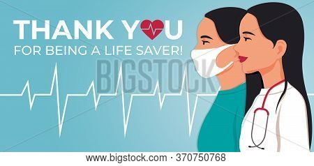 Thank You Doctor And Nurses And Medical Personnel. Vector Illustration. Celebrated Annual In United 