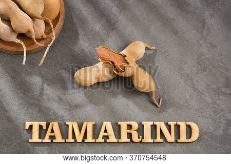 Tamarind Tropical Fruit - Tamarindus Indica. Text Space