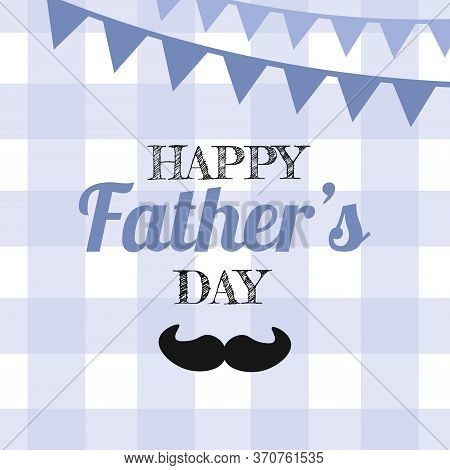 Father's Day Greeting Card, Brochures, Poster Or Banner In Flat Style In Blue Colour. Vector  Father