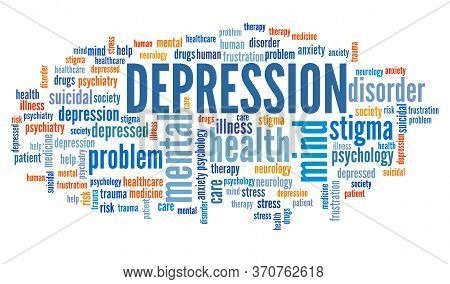 Depression Concepts Word Cloud. Mental Health Keywords Illustration.