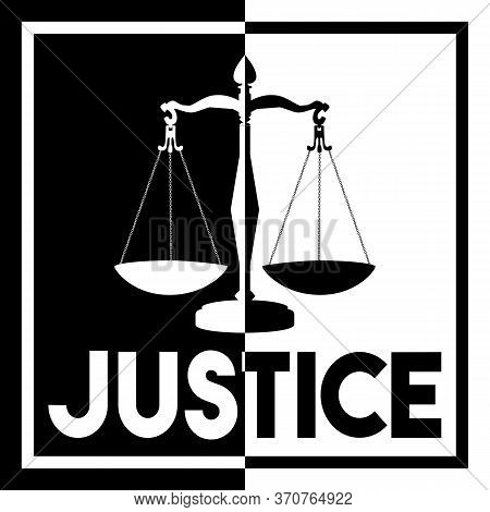 A Black And White Square Scales Illustration Logo Design To Symbolize Balance, Law And The Concept O