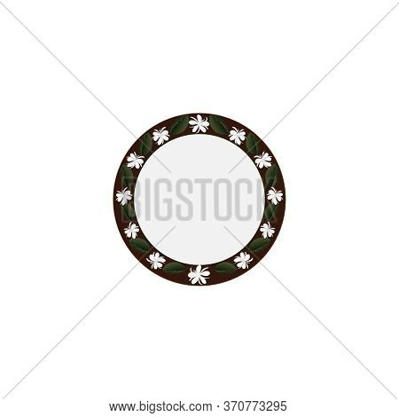 Pattern With Green Leaves And Green White Flowers Of The Coffee Tree Laid Out In The Shape Of A Circ