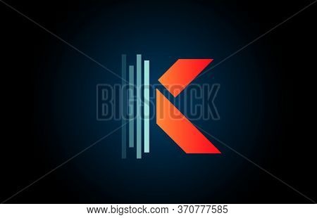 Orange Blue K Alphabet Letter Logo Icon For Business And Company With Line Design