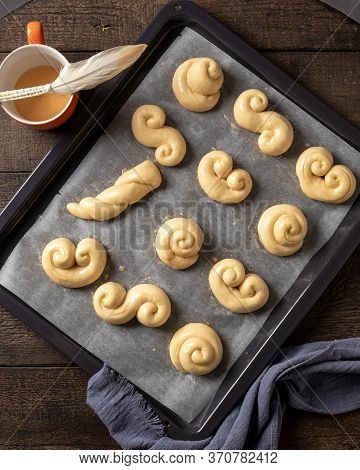 Raw Jidase - Czech Sweet Easter Pastry Made Of Yeast Dough, Before Being Baked