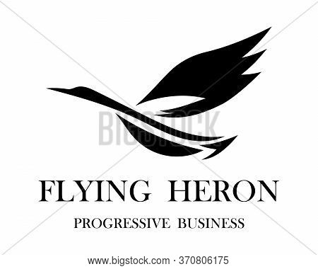 The Abstract Vector Image Of A Flying Heron Is Suitable For Making Logos Or Decorations.