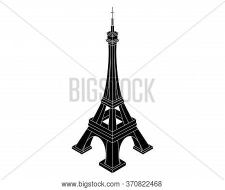 Black Silhouette Of The Eiffel Tower On A White Background