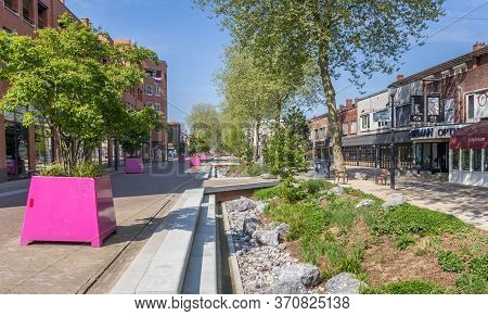 Rijssen, Netherlands - April 27, 2020: Shopping Street In The Center Of Nijverdal, Netherlands