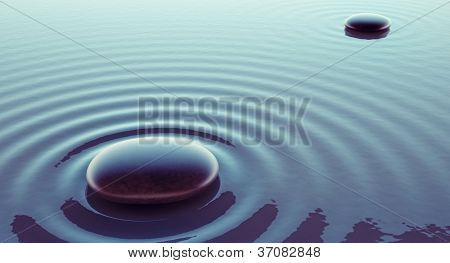 pietre in un acqua - concetto di illustrazione