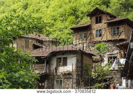 Pirin, Bulgaria -  May 2, 2014: Old House Know As The House Of Pirin Dragon In Village Of Pirin, Bla