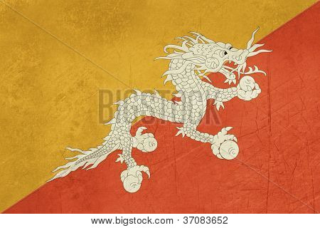 Bhutan ülkede resmi renk Grunge egemen devlet bayrağı.