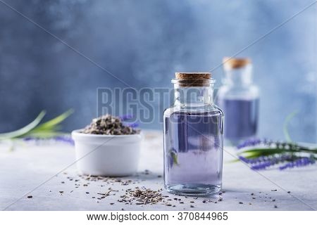 Concept Of Aromateraphy With Natural Lavender Oil, Selective Focus Image