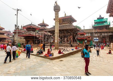 Kathmandu,nepal - June 28,2019: Hindu Temples Of Kathmandu Durbar Square.tourist Travel Destinations