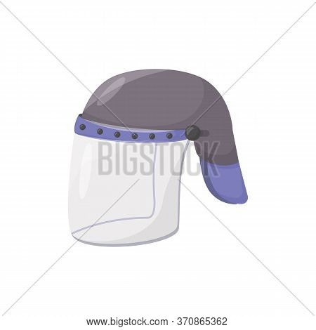 Helmet With Face Shield Cartoon Vector Illustration. Military Outfit Item, Headgear, Ballistic Prote