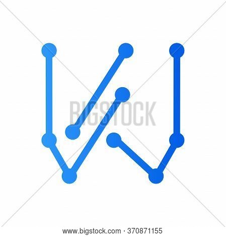 Simple Illustration Logo Design Initial W Combining With Circuit Icon.
