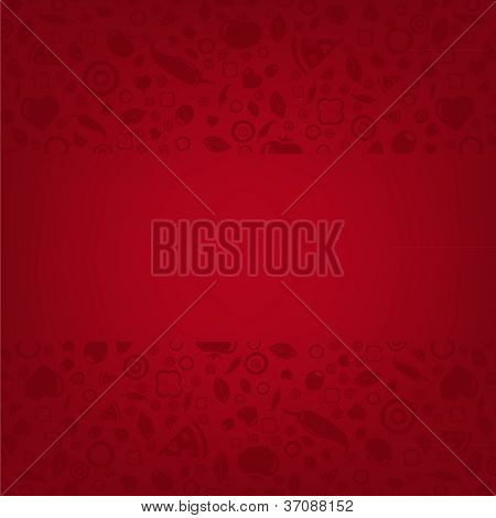 Sfondo rosso ristorante con Menu Ahd icona, illustrazione vettoriale