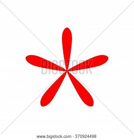 Red Flower Single Isolated On White, Petals Flower Red For Clip Art, Illustration Flower, Simple Flo