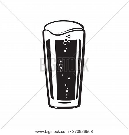 Shaker Pint Beer Glass. Hand Drawn Vector Illustration On White Background.