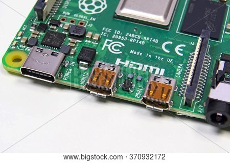 Moscow, Russia - June 11, 2020: Pay A Mini Computer With A Processor And Interface Connectors. Minia