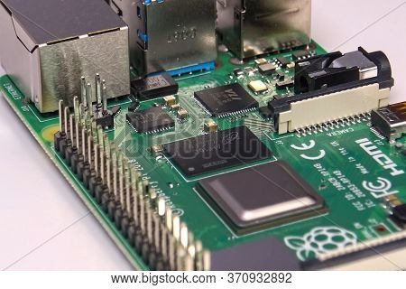 Moscow, Russia - June 11, 2020: Pay A Mini Computer With A Processor And Interface Connectors. Minia