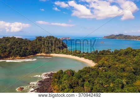 Aerial View Of A Beach Located In The Manuel Antonio National Park, Costa Rica