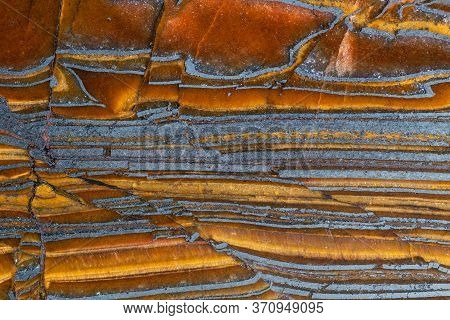 Closeup Texture Of Natural Mineral Jaspilite (ferruginous Quartzite).